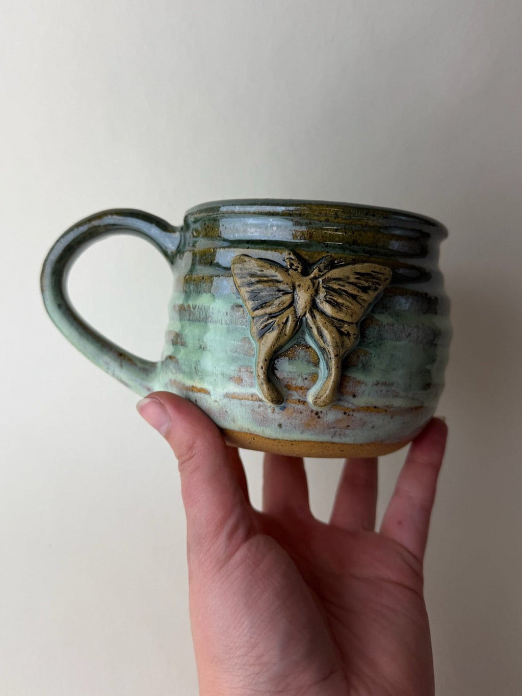 Moth Wheel Thrown Mug