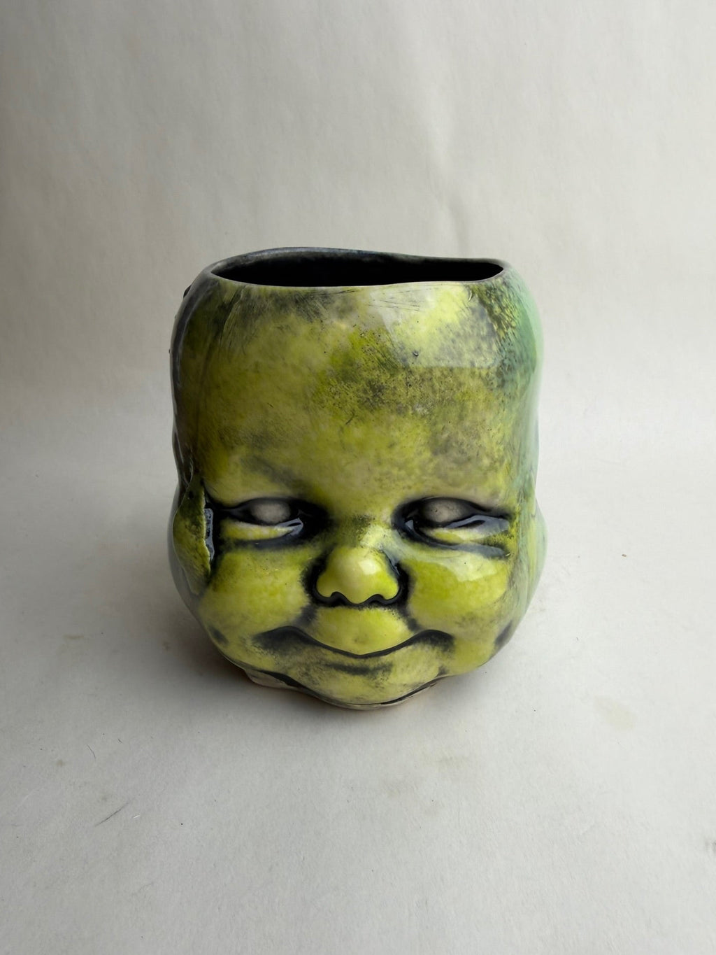 Three Face Baby Doll Head Planter