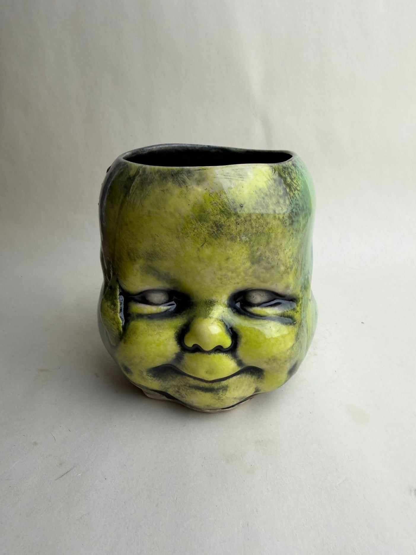 Three Face Baby Doll Head Planter