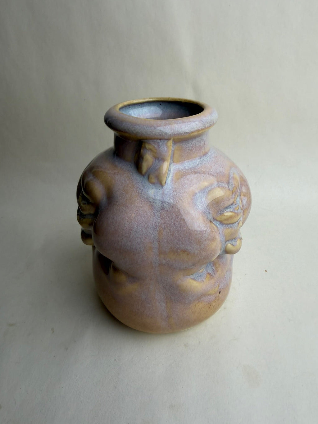 Three Face Baby Doll Head Vase