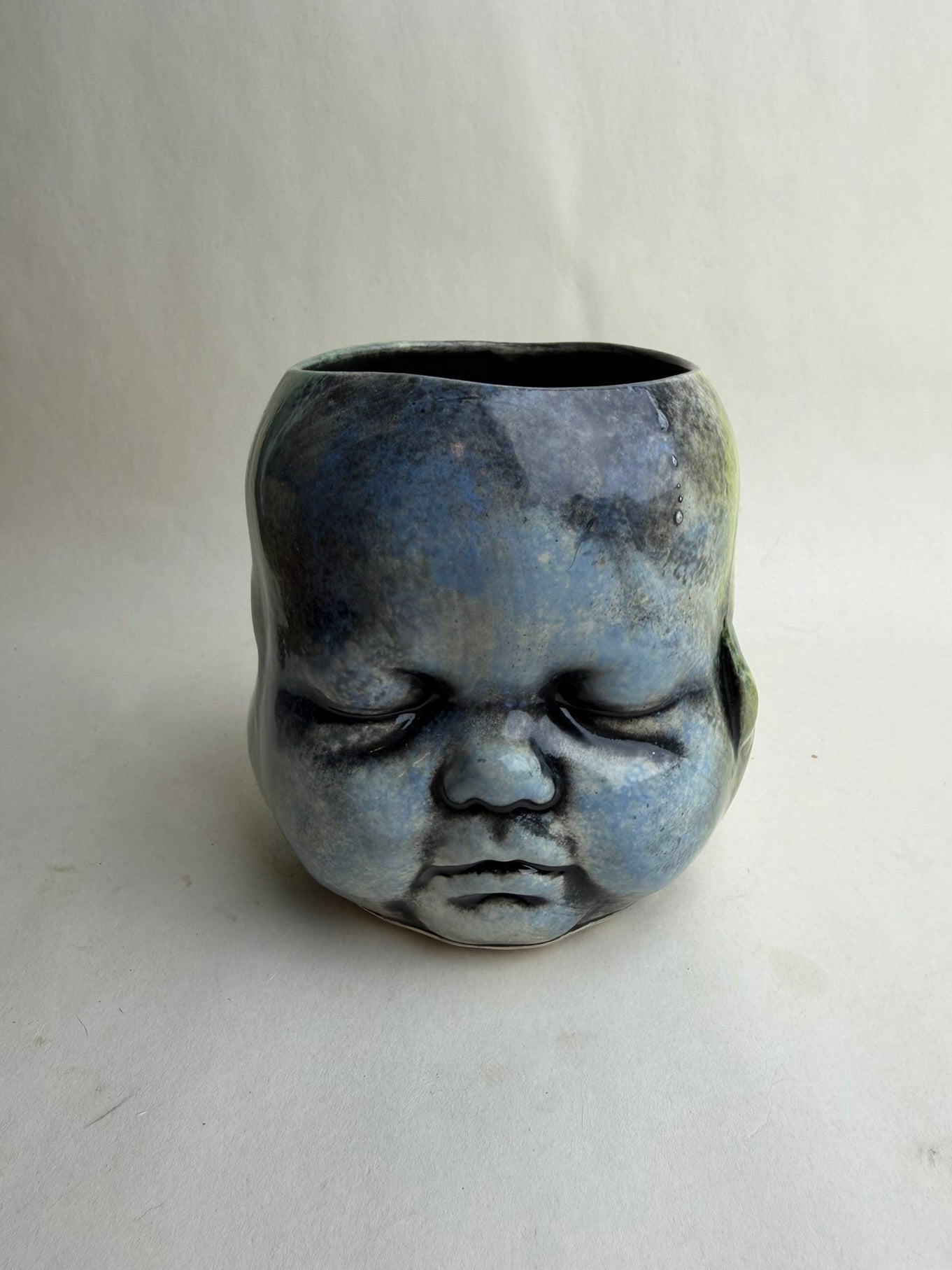 Three Face Baby Doll Head Planter