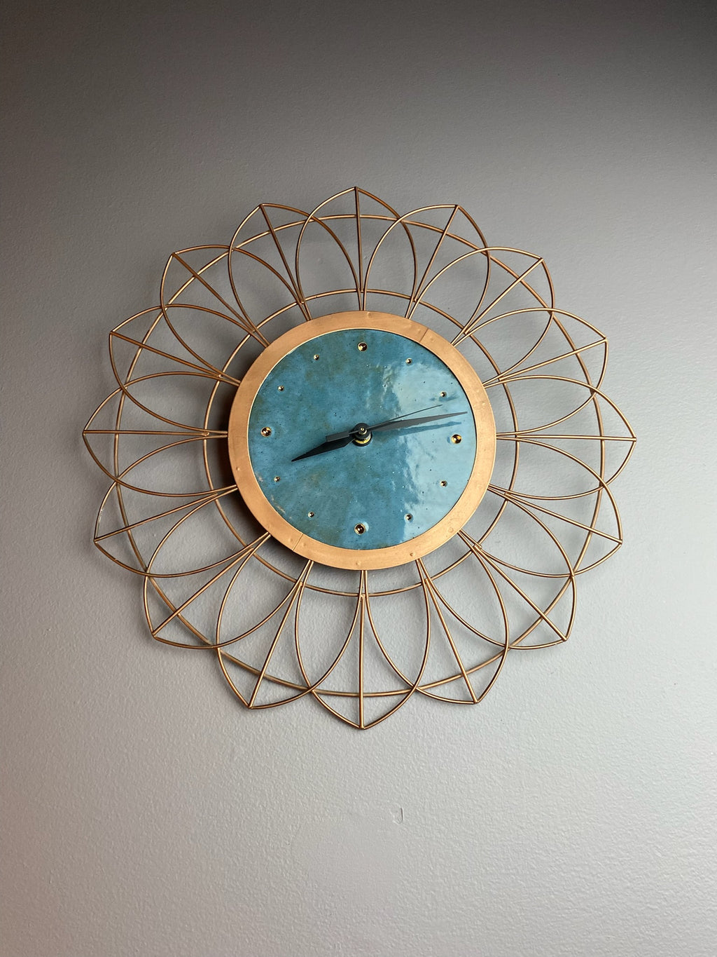 Retro Wheel Thrown Clock with Copper Frame