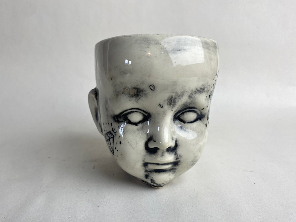 Tattoo Baby Doll Head Planter