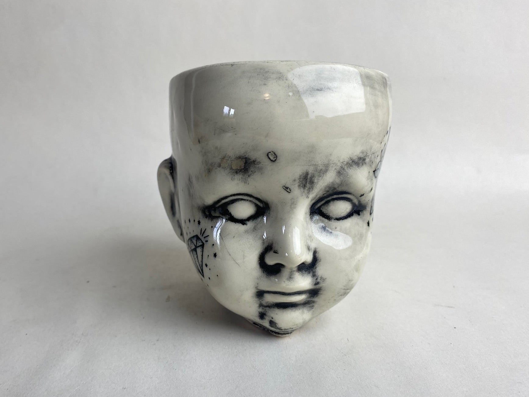 Tattoo Baby Doll Head Planter