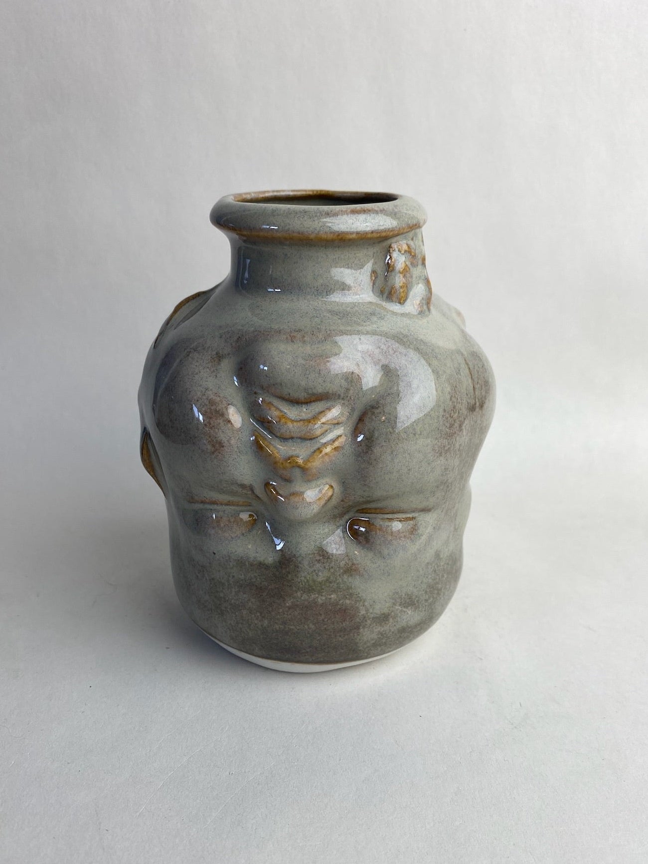 Three Face Baby Doll Head Vase
