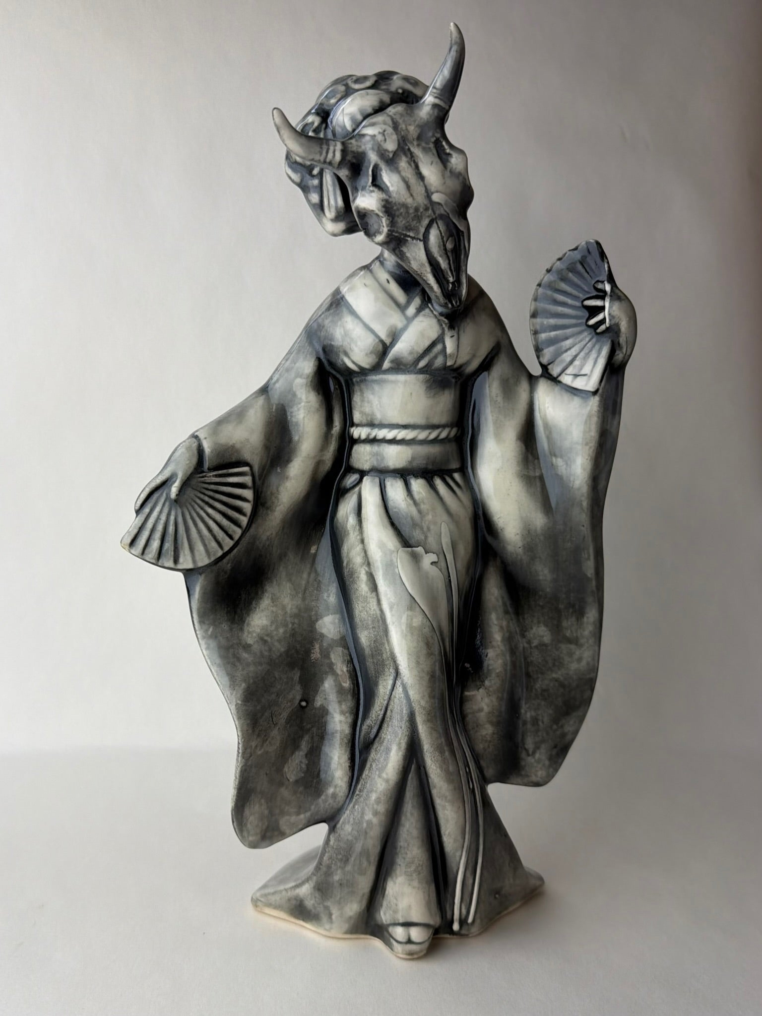 Masked Maiden Large Female Geisha With Steer Skull Head