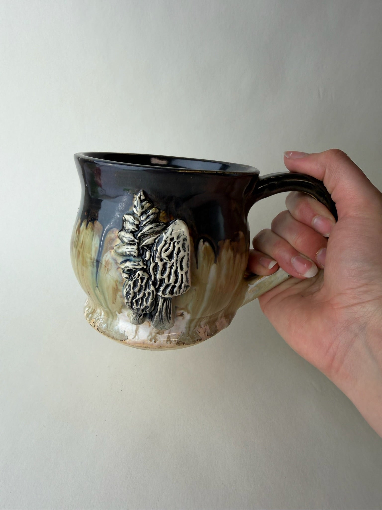 Morel Mushroom Wheel Thrown Mug
