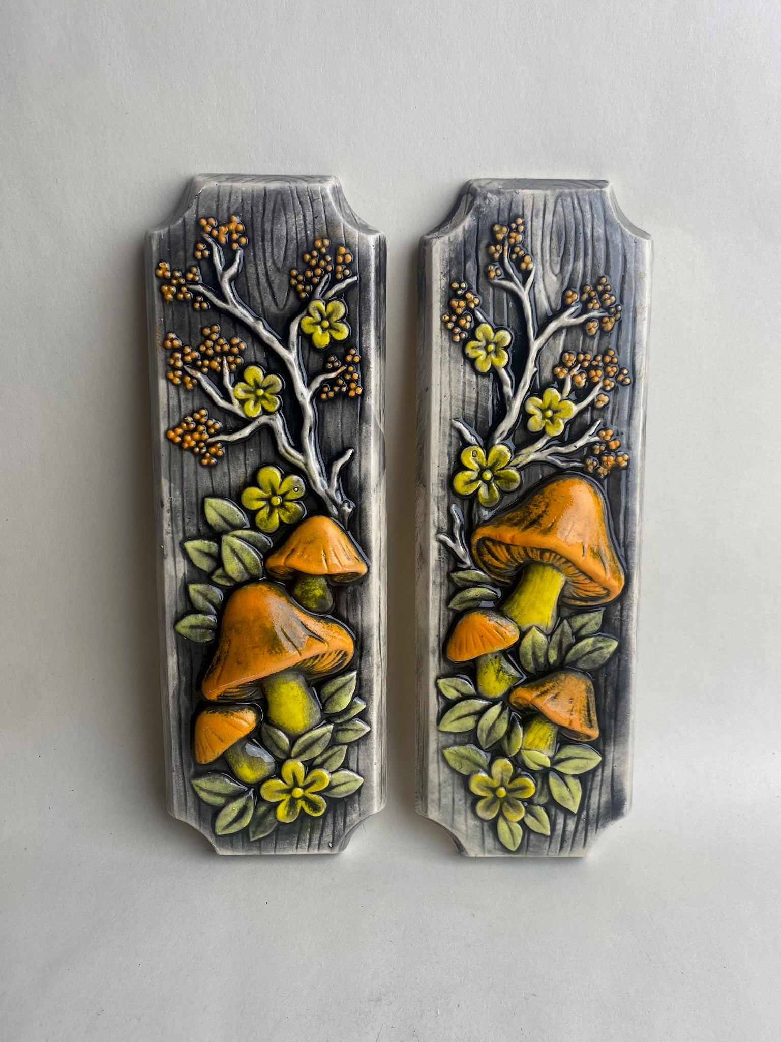 Retro Mushroom Cherry Blossom Wall Plaques
