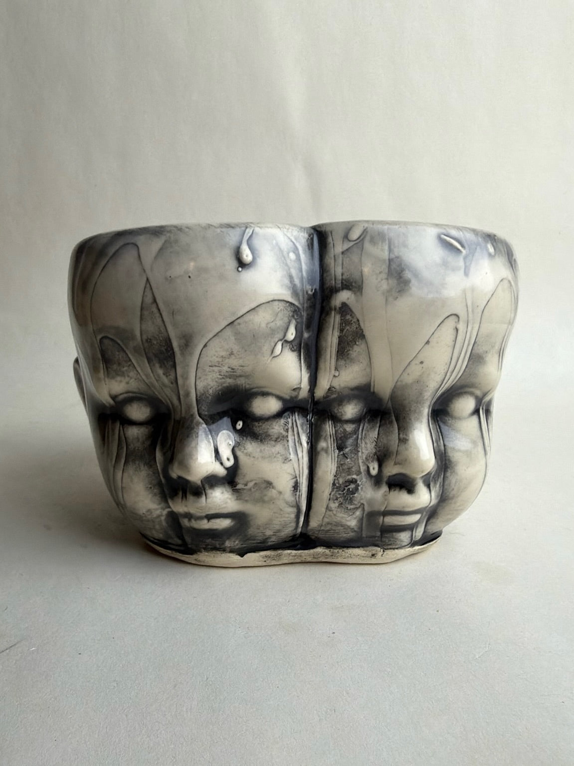 Conjoined Baby Doll Heads Planter