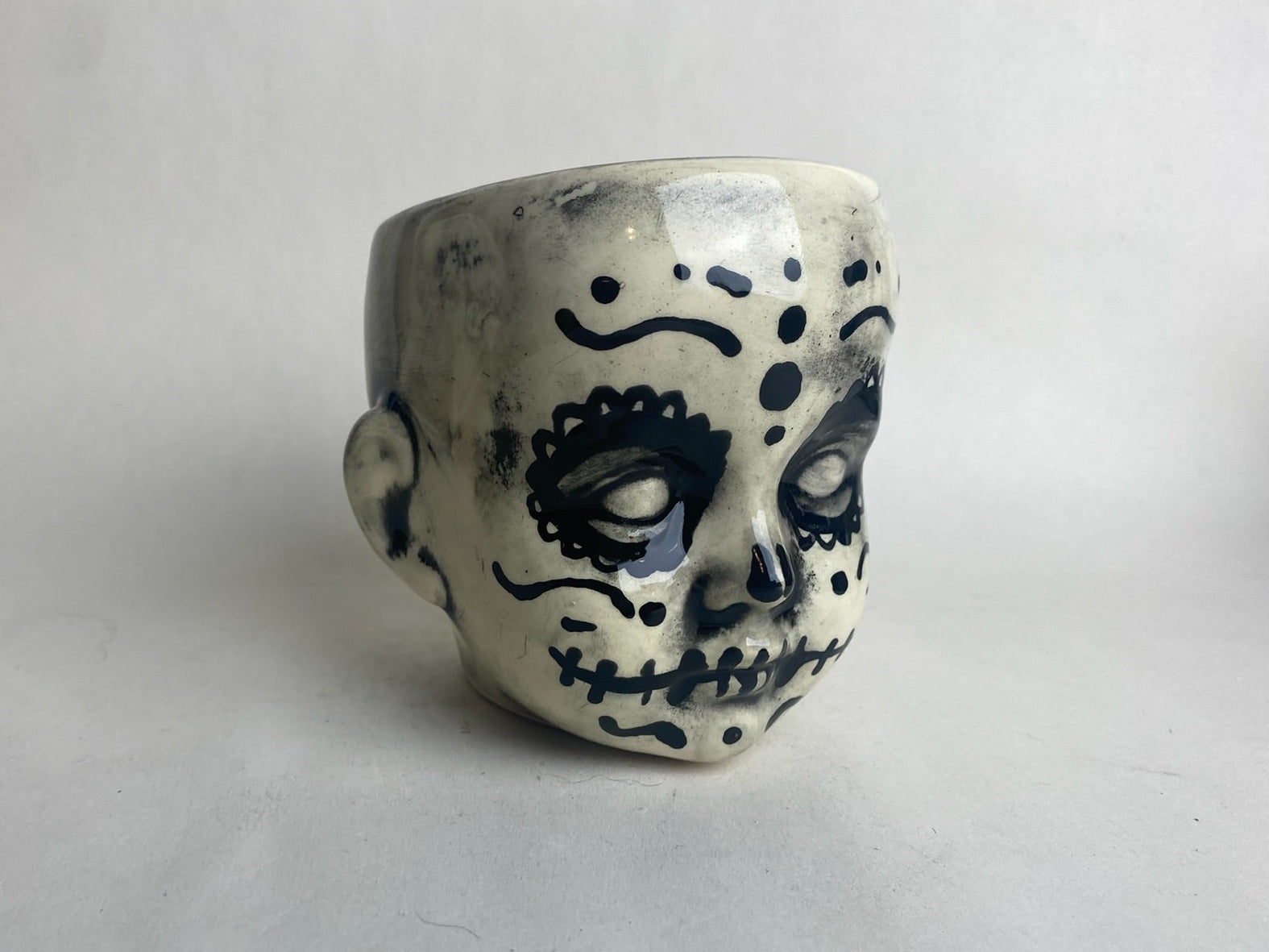 Sugar Skull Baby Doll Head Planter