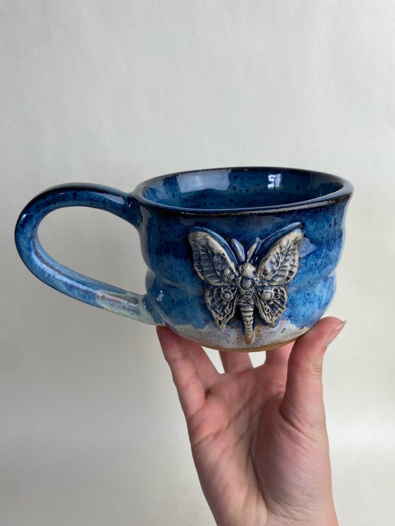 Butterfly Wheel Thrown Mug