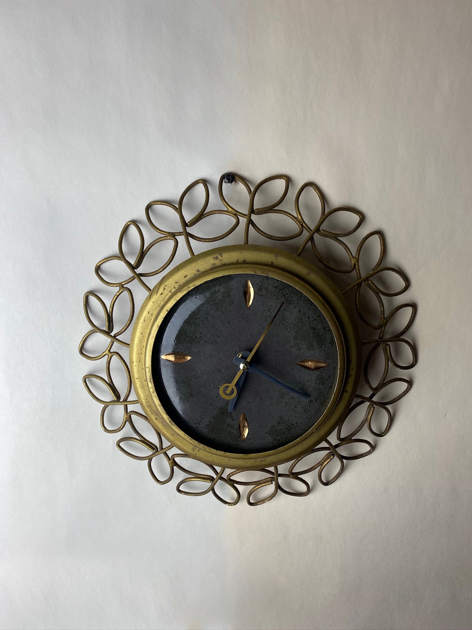 Retro Wheel Thrown Clock with Vintage Frame