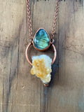 Citrine and Labradorite Copper Electroformed Necklace