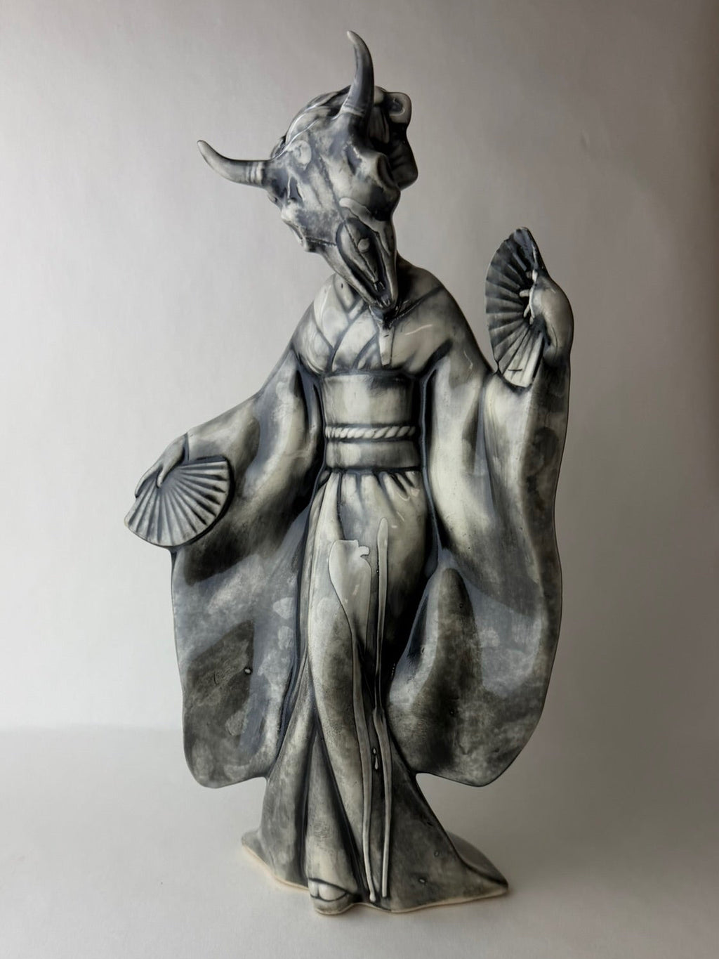 Masked Maiden Large Female Geisha With Steer Skull Head