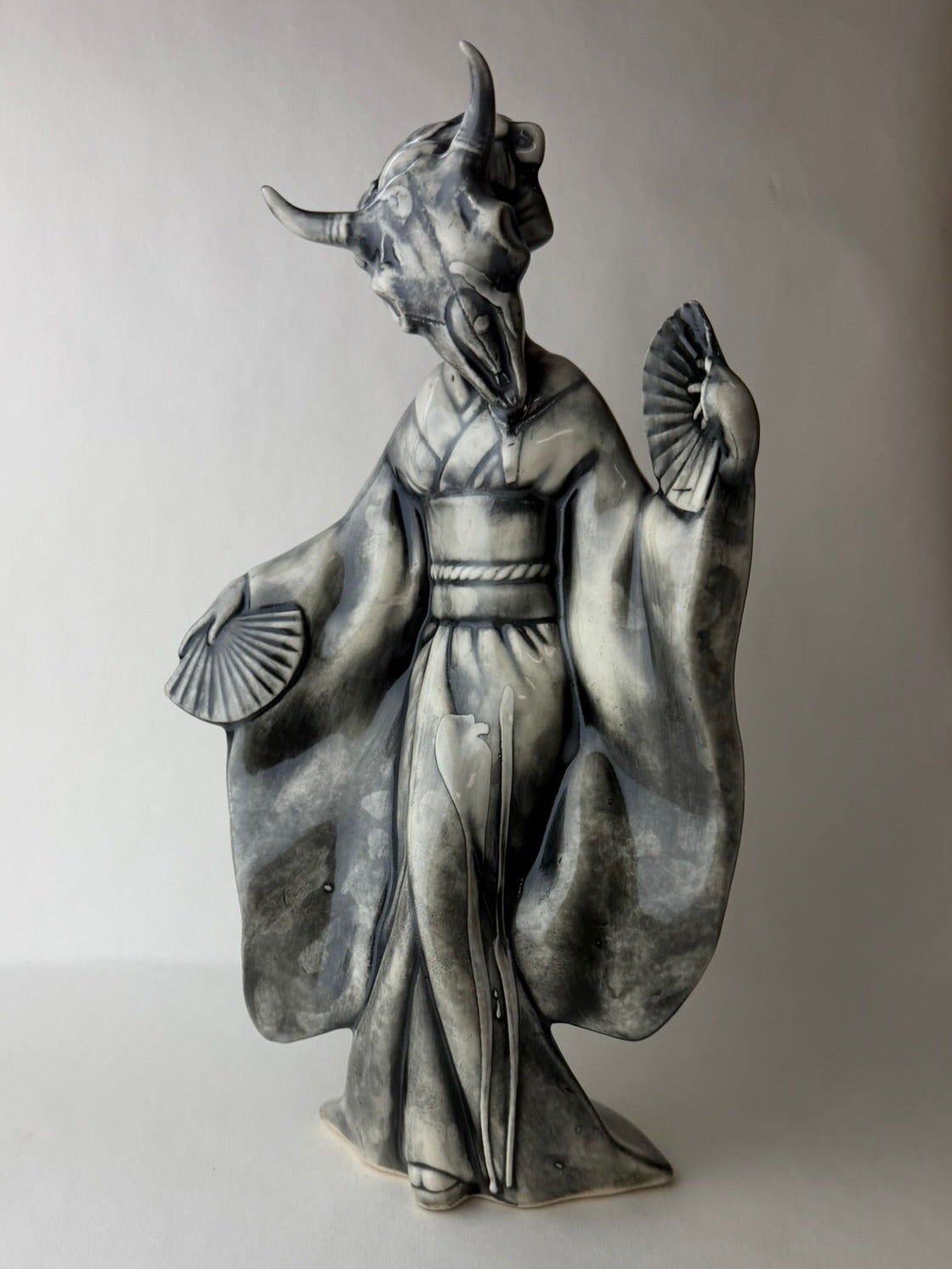 Masked Maiden Large Female Geisha With Steer Skull Head