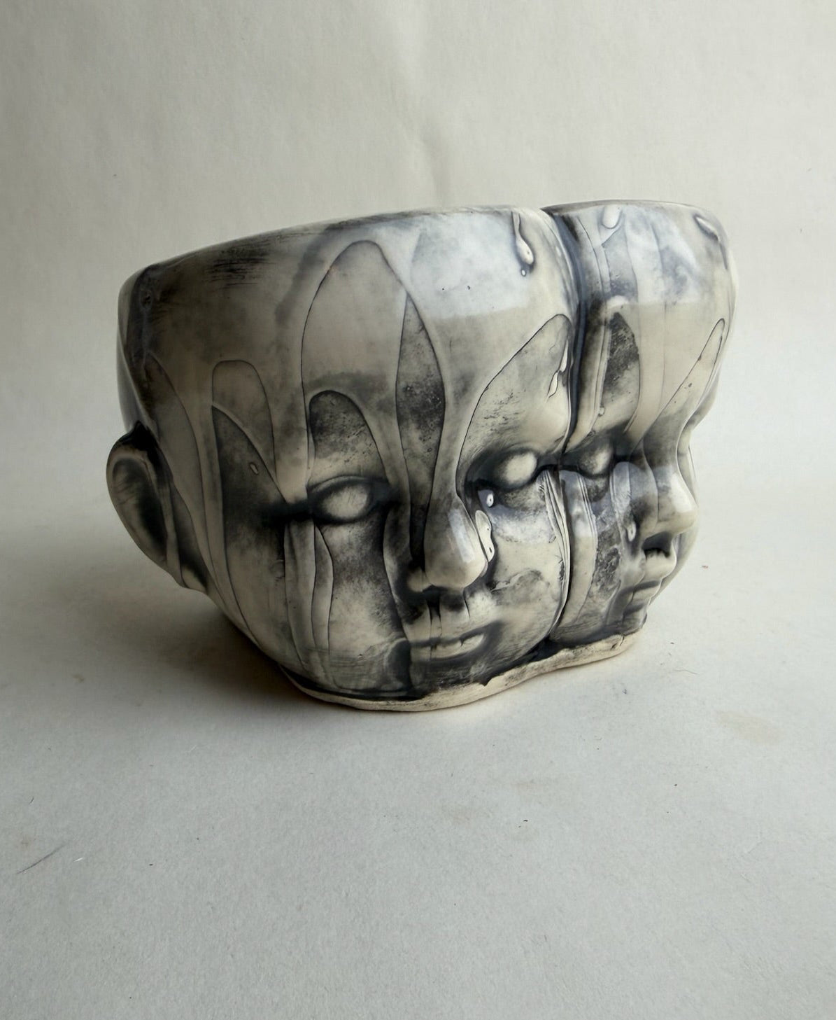 Conjoined Baby Doll Heads Planter