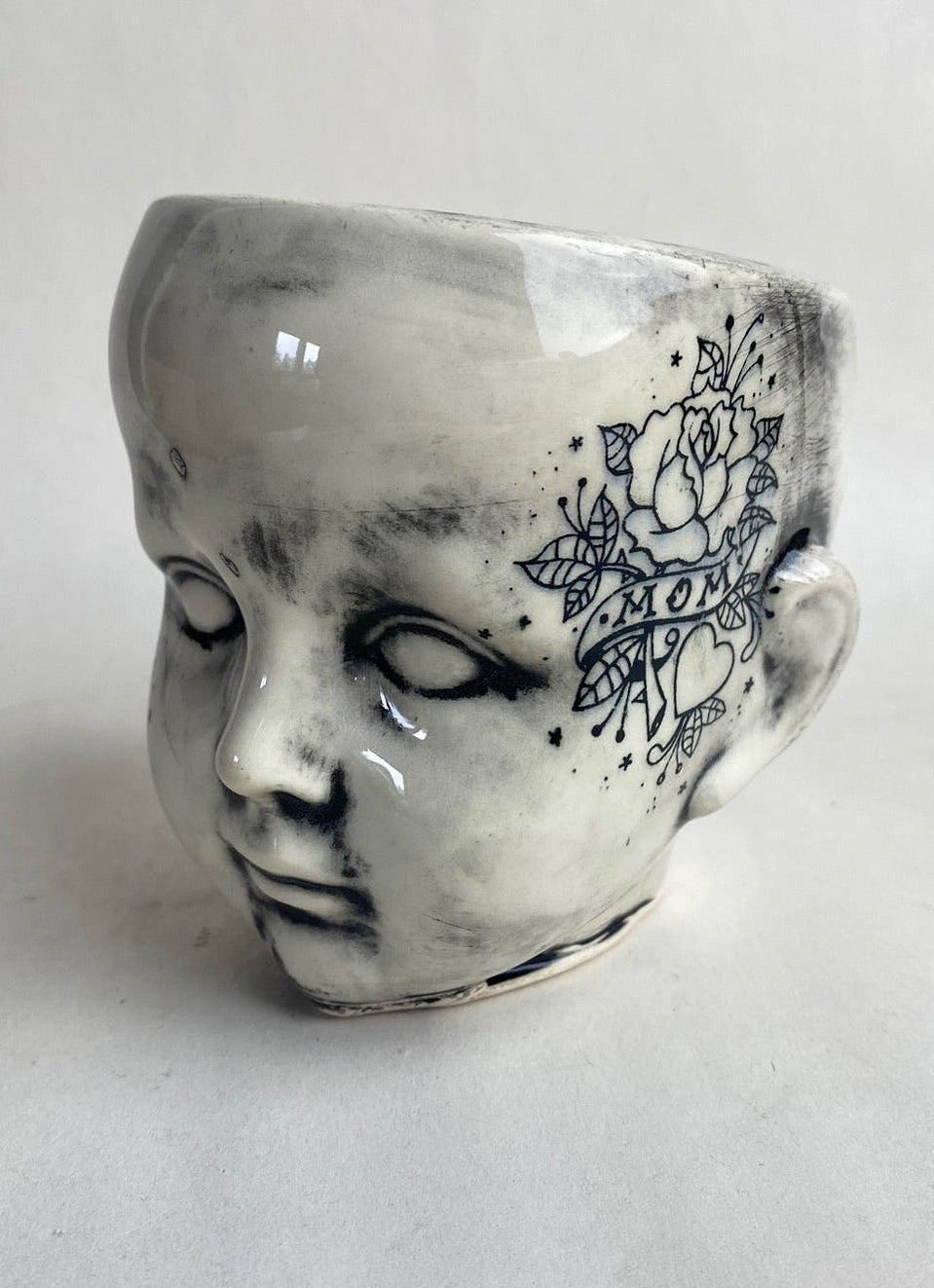 Tattoo Baby Doll Head Planter