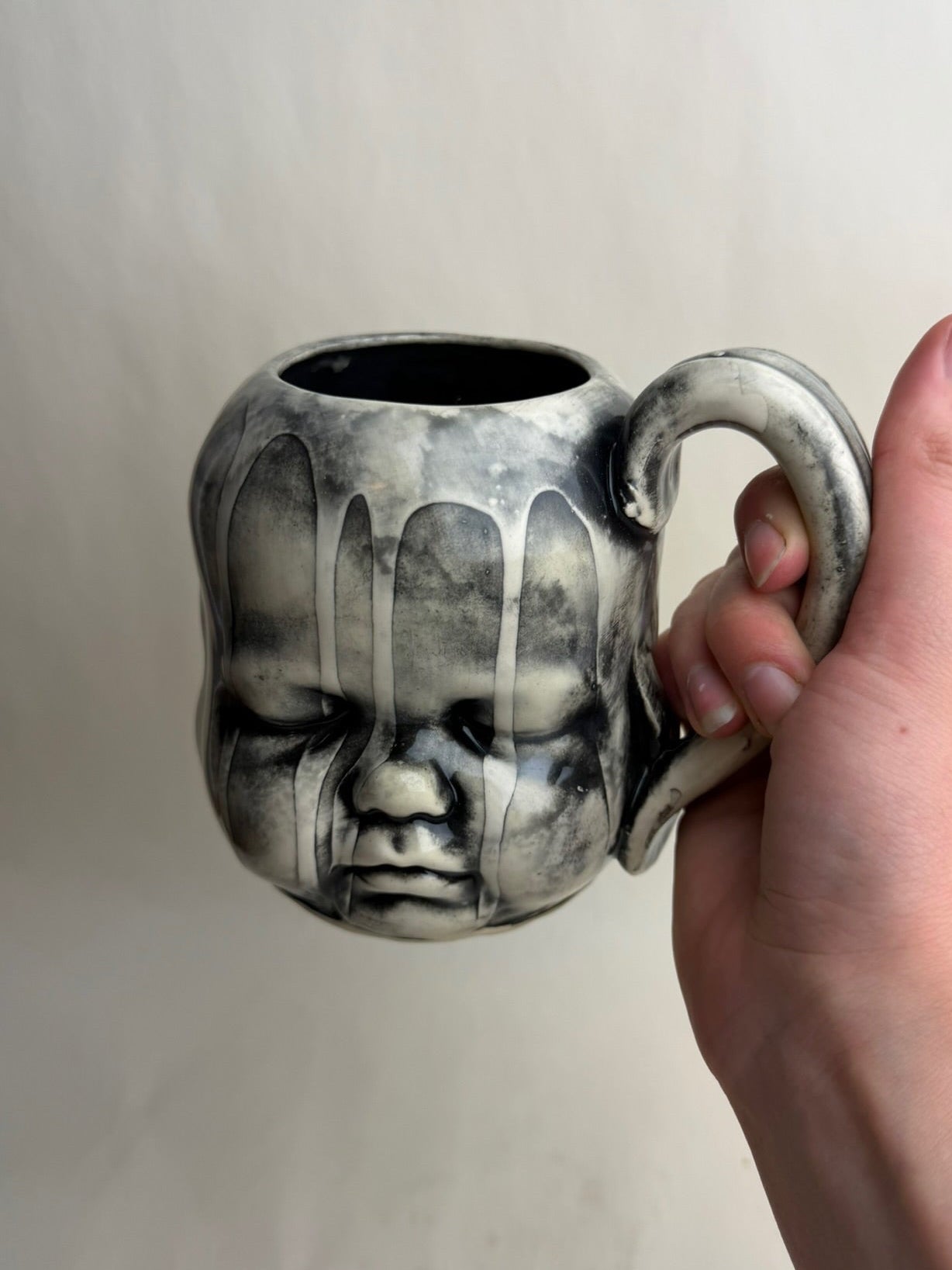 Three Face Baby Doll Head Mug