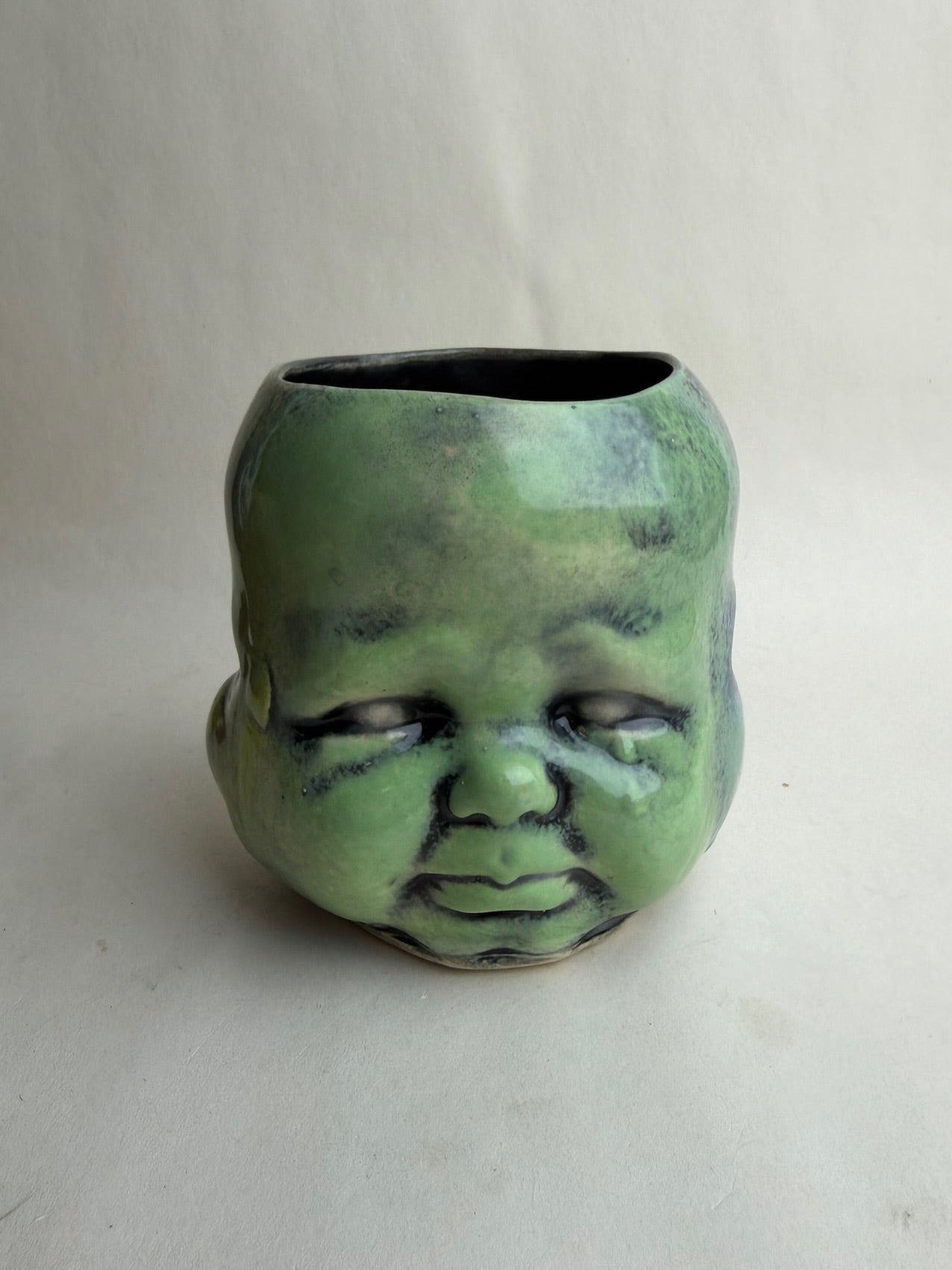 Three Face Baby Doll Head Planter