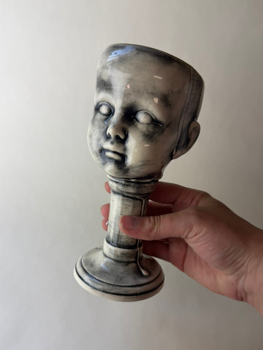 Tall Baby Doll Head Goblet