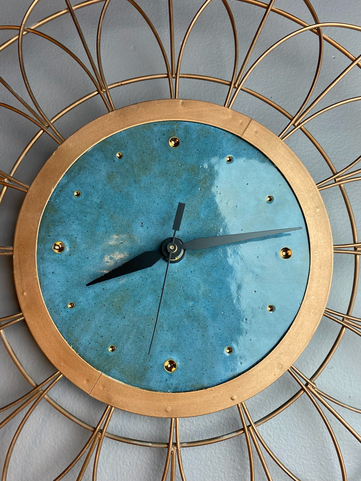 Retro Wheel Thrown Clock with Copper Frame