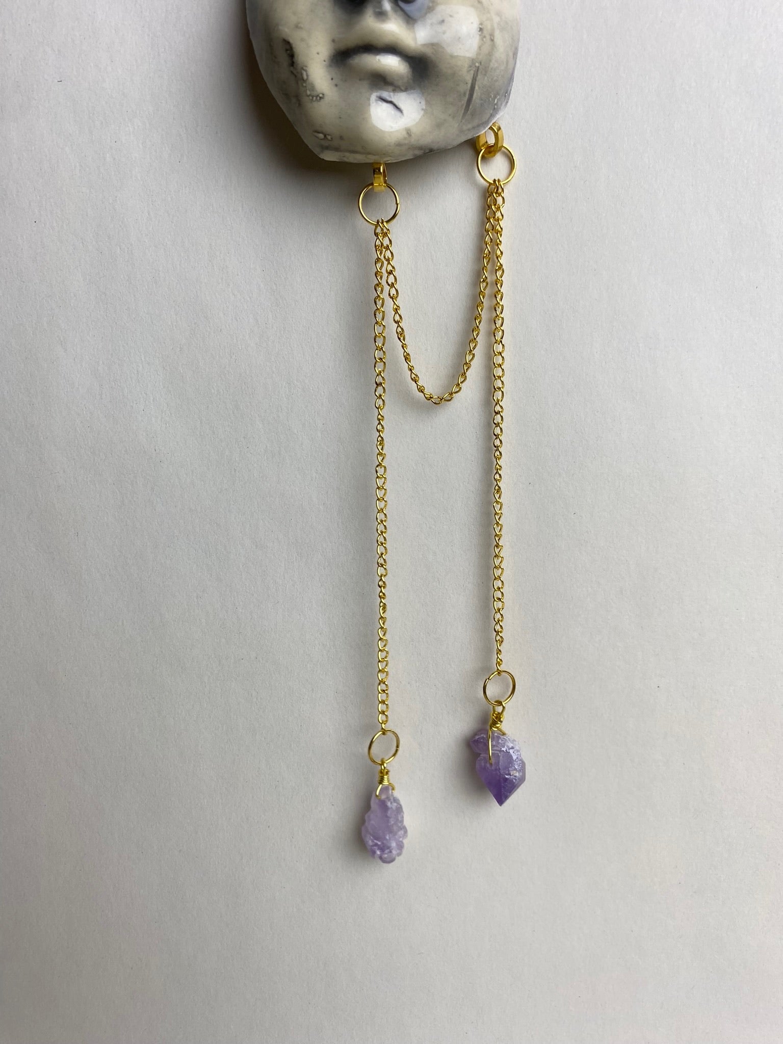 Baby Doll Face Hanging Mobile With Amethyst