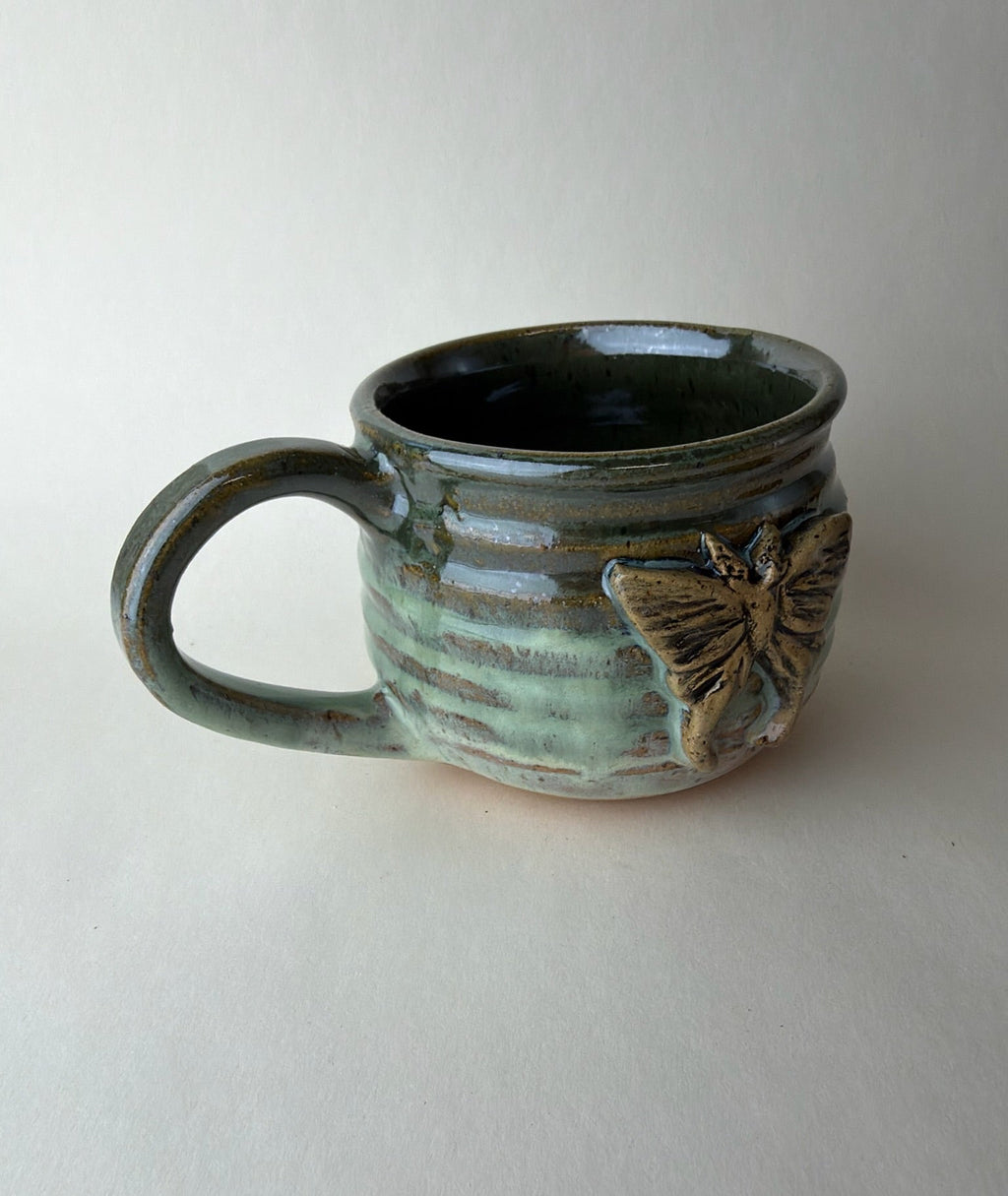 Moth Wheel Thrown Mug