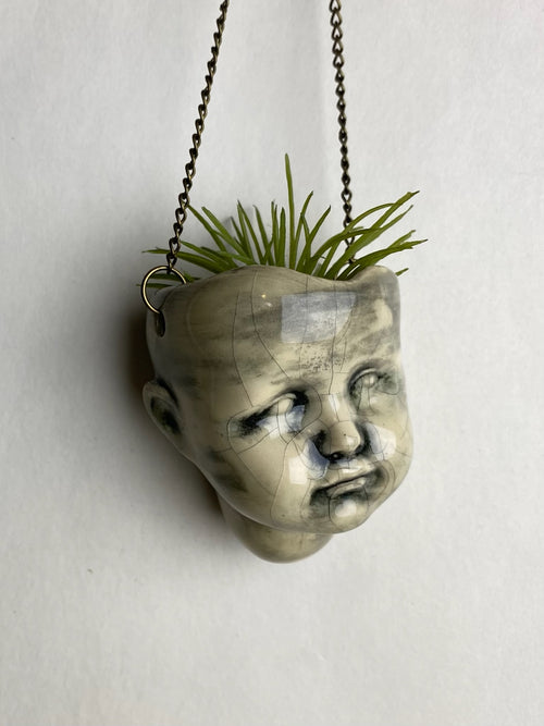 Baby Doll Head small Hanging Planter