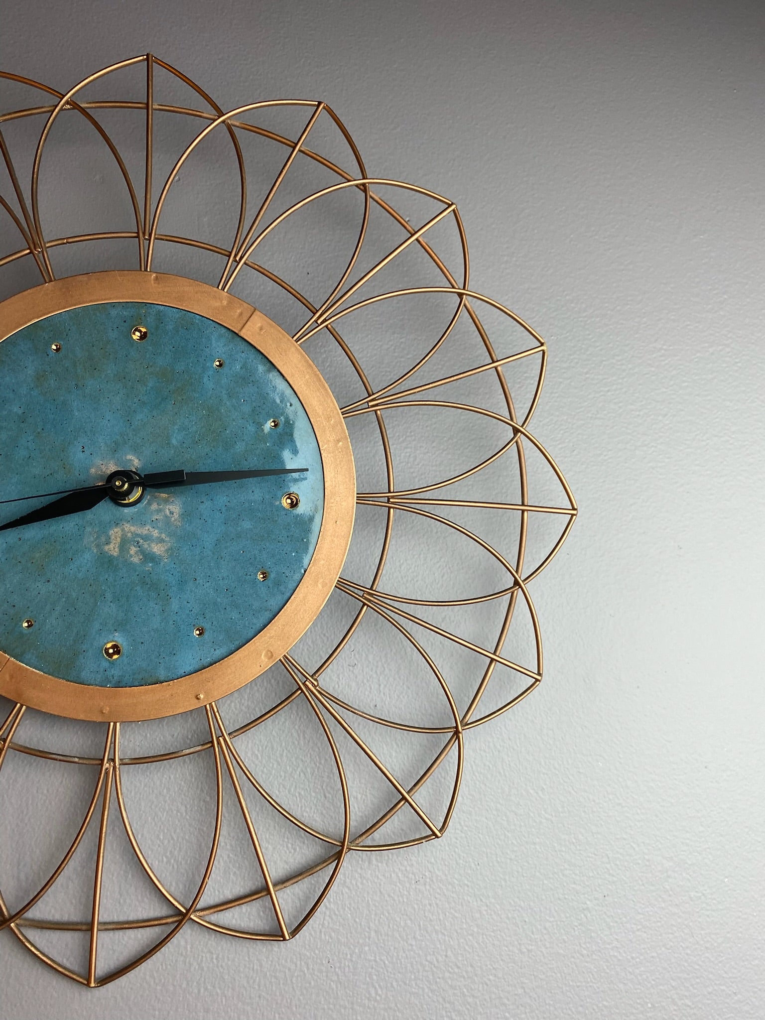 Retro Wheel Thrown Clock with Copper Frame