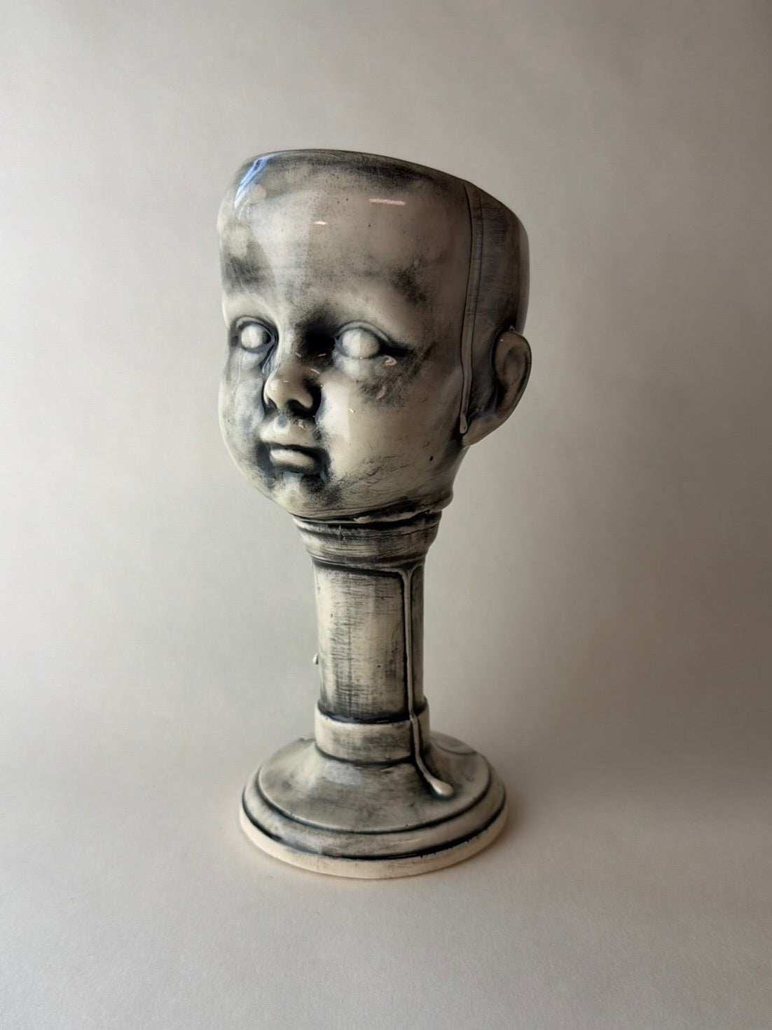 Tall Baby Doll Head Goblet