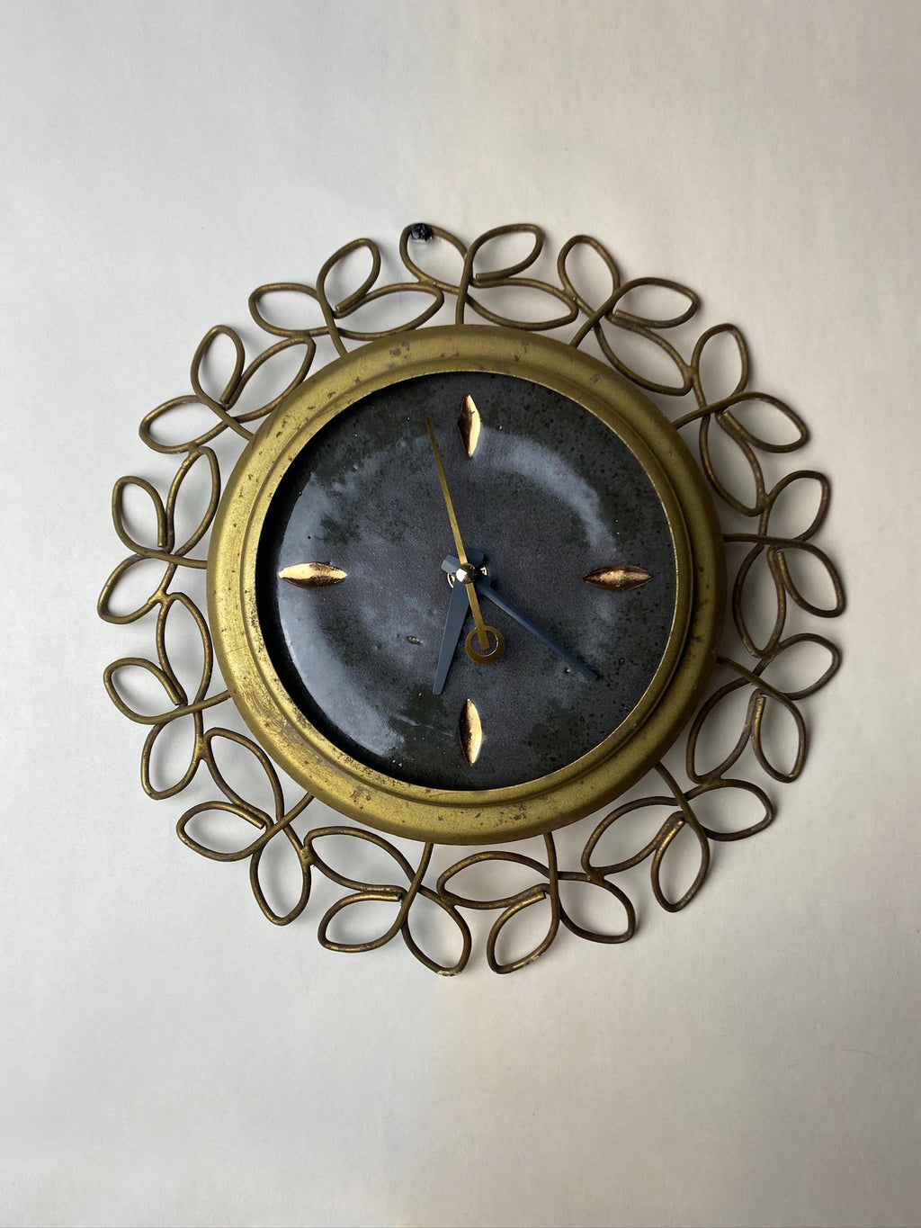 Retro Wheel Thrown Clock with Vintage Frame