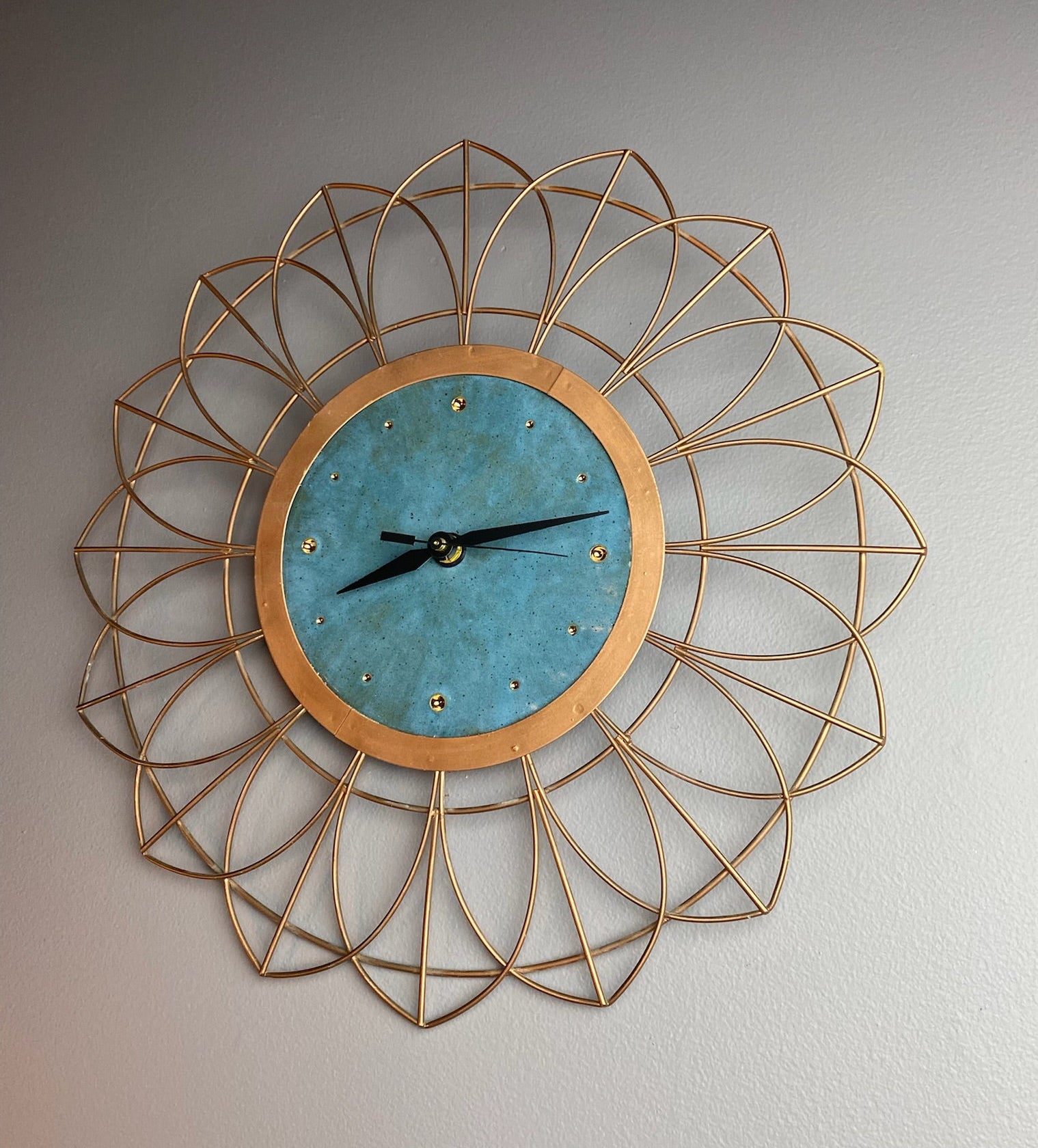 Retro Wheel Thrown Clock with Copper Frame