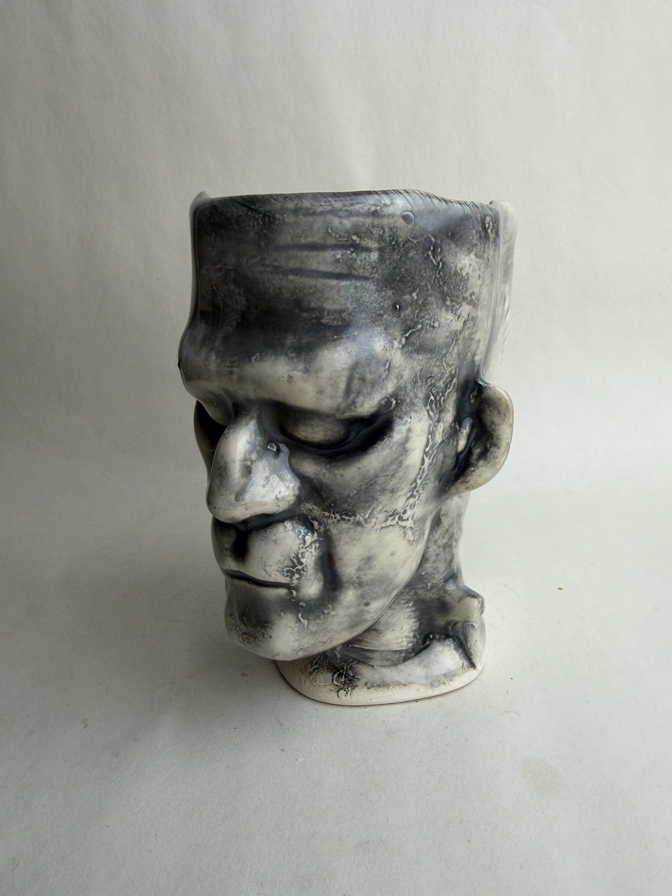 Black And White Frankenstein Monster Planter
