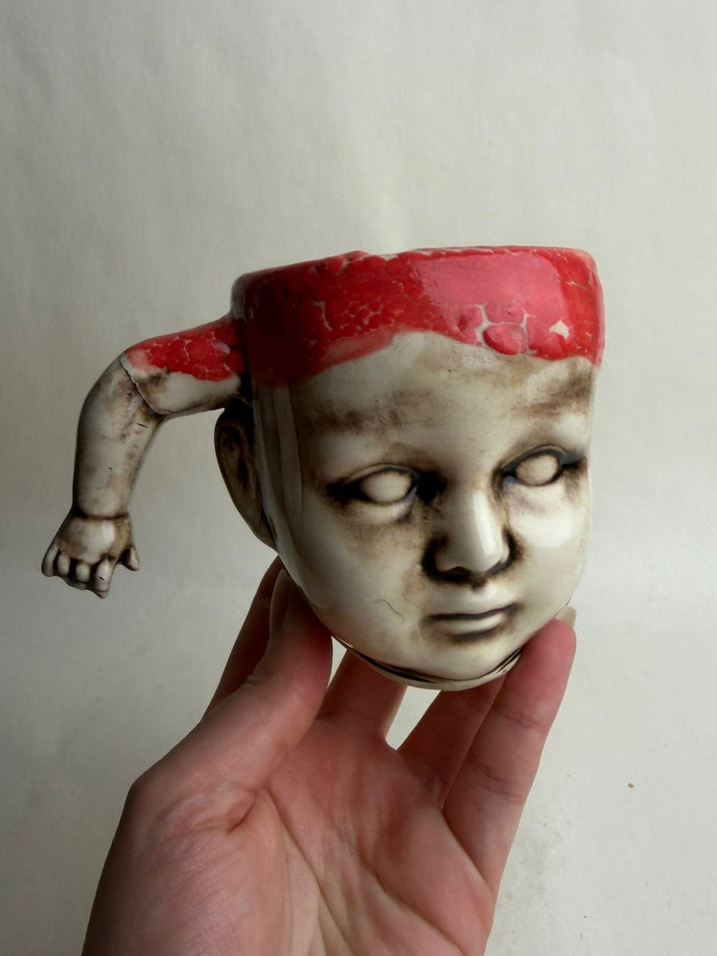 Doll Head Mug With Doll Arm Handle