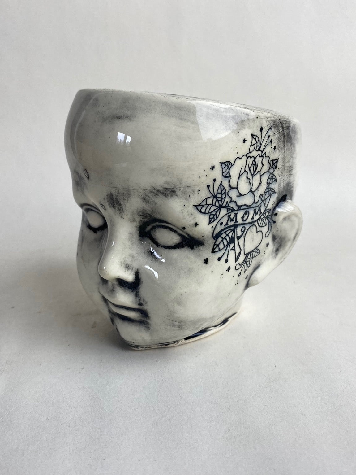 Tattoo Baby Doll Head Planter