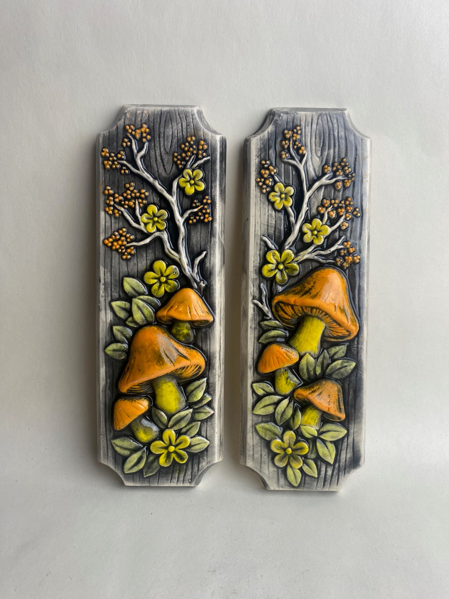 Retro Mushroom Cherry Blossom Wall Plaques