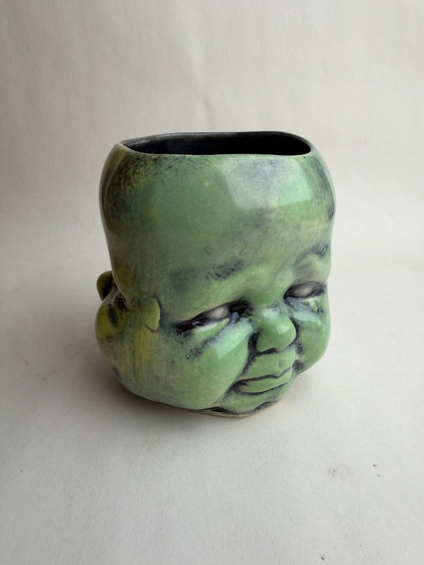 Three Face Baby Doll Head Planter