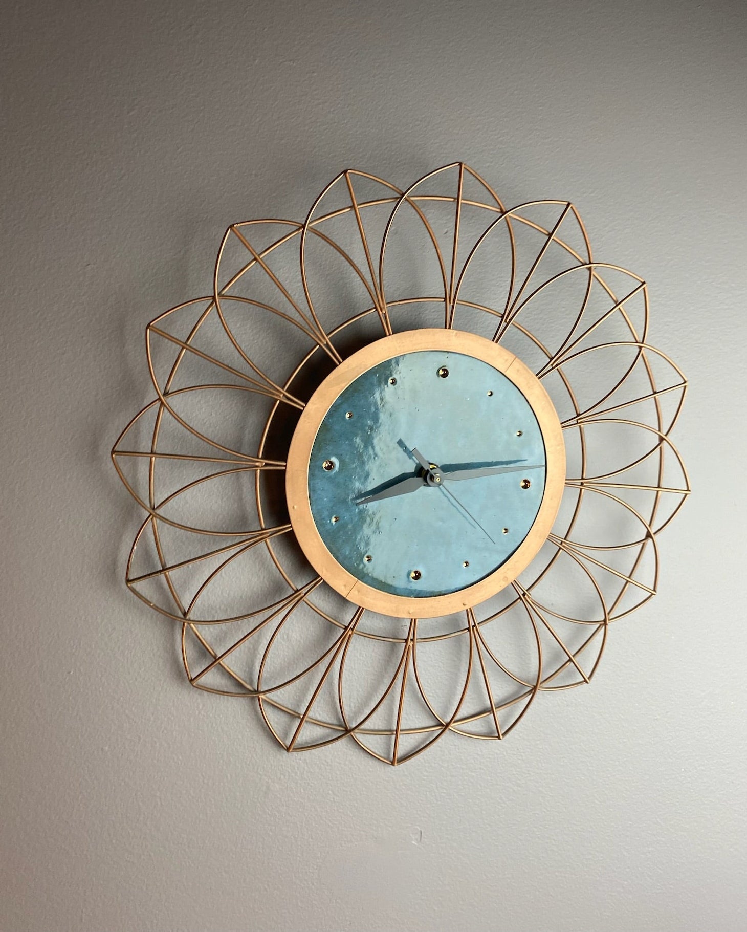 Retro Wheel Thrown Clock with Copper Frame