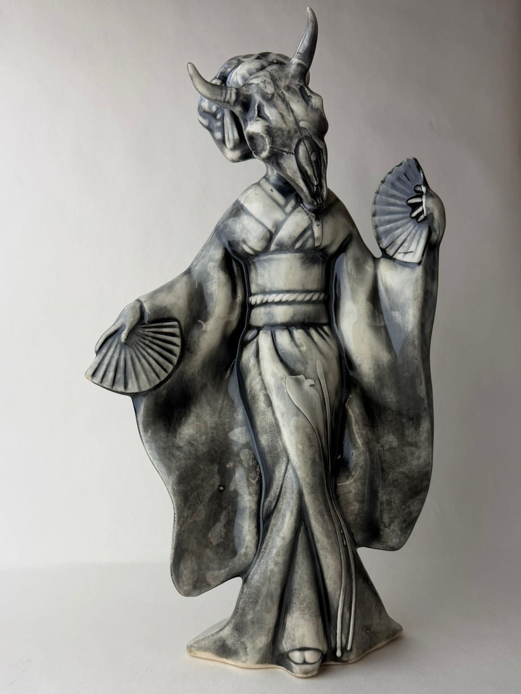 Masked Maiden Large Female Geisha With Steer Skull Head