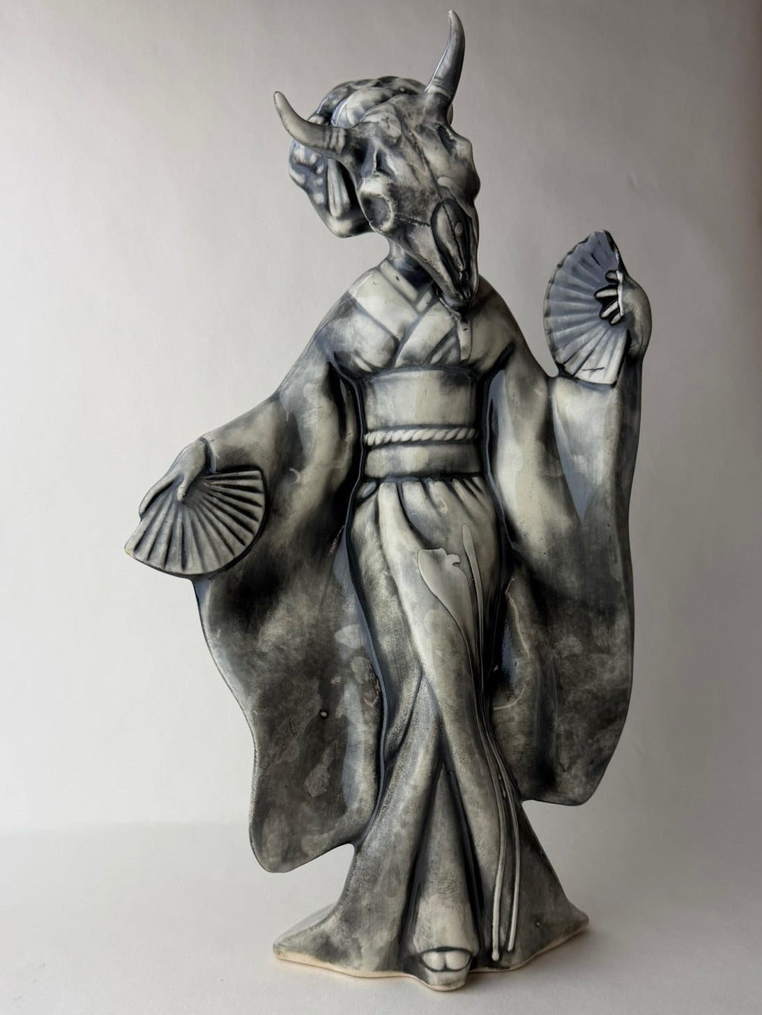 Masked Maiden Large Female Geisha With Steer Skull Head
