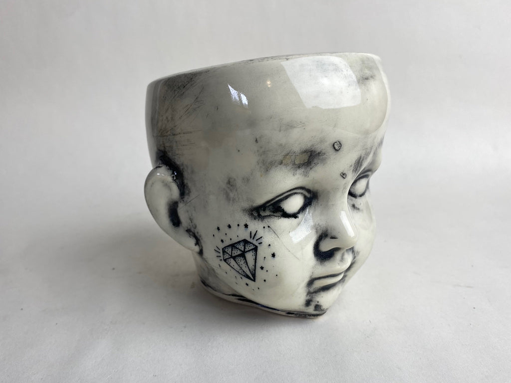 Tattoo Baby Doll Head Planter