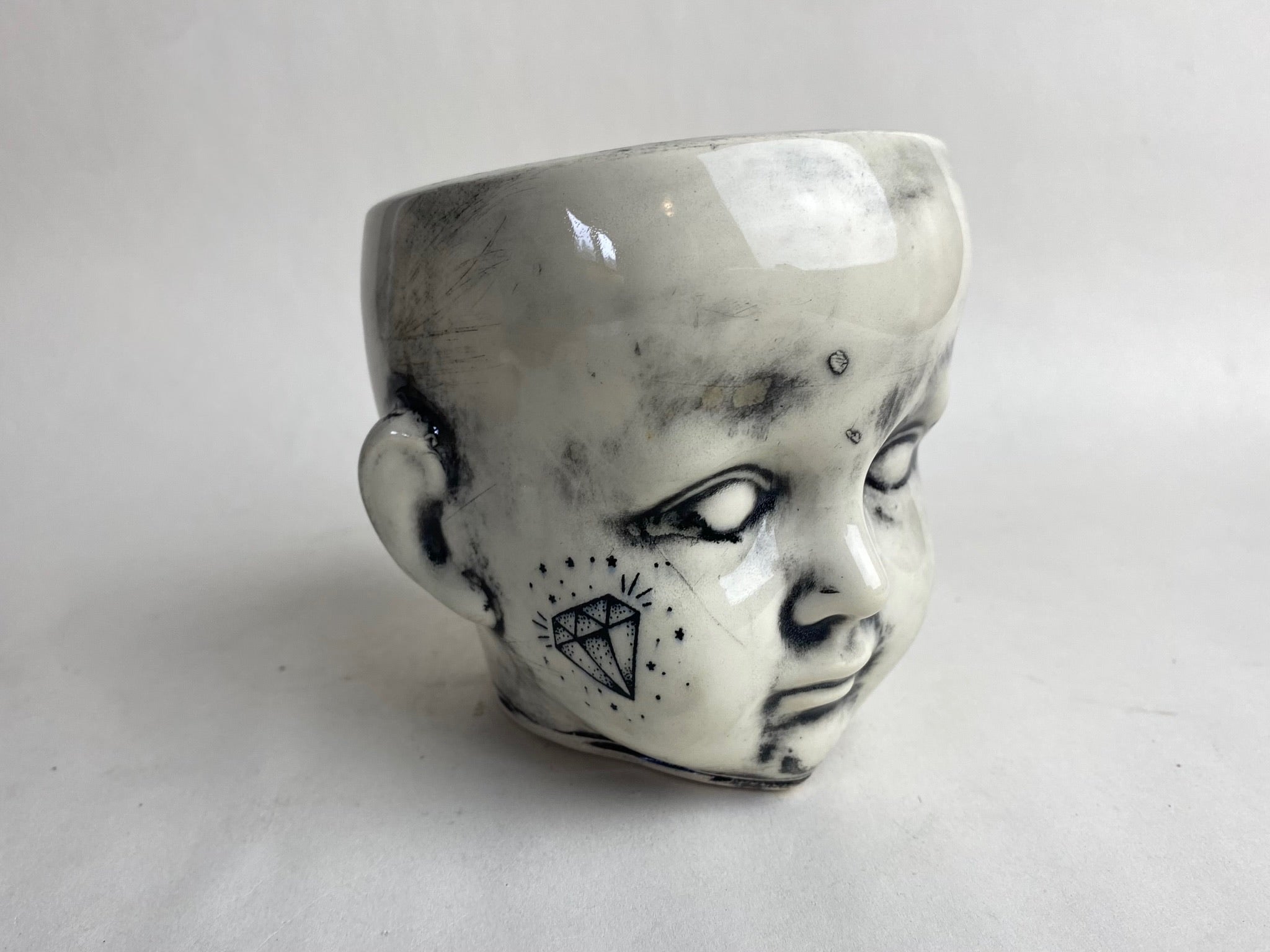Tattoo Baby Doll Head Planter