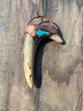 Deer Antler with Turquoise Copper Electroformed Necklace