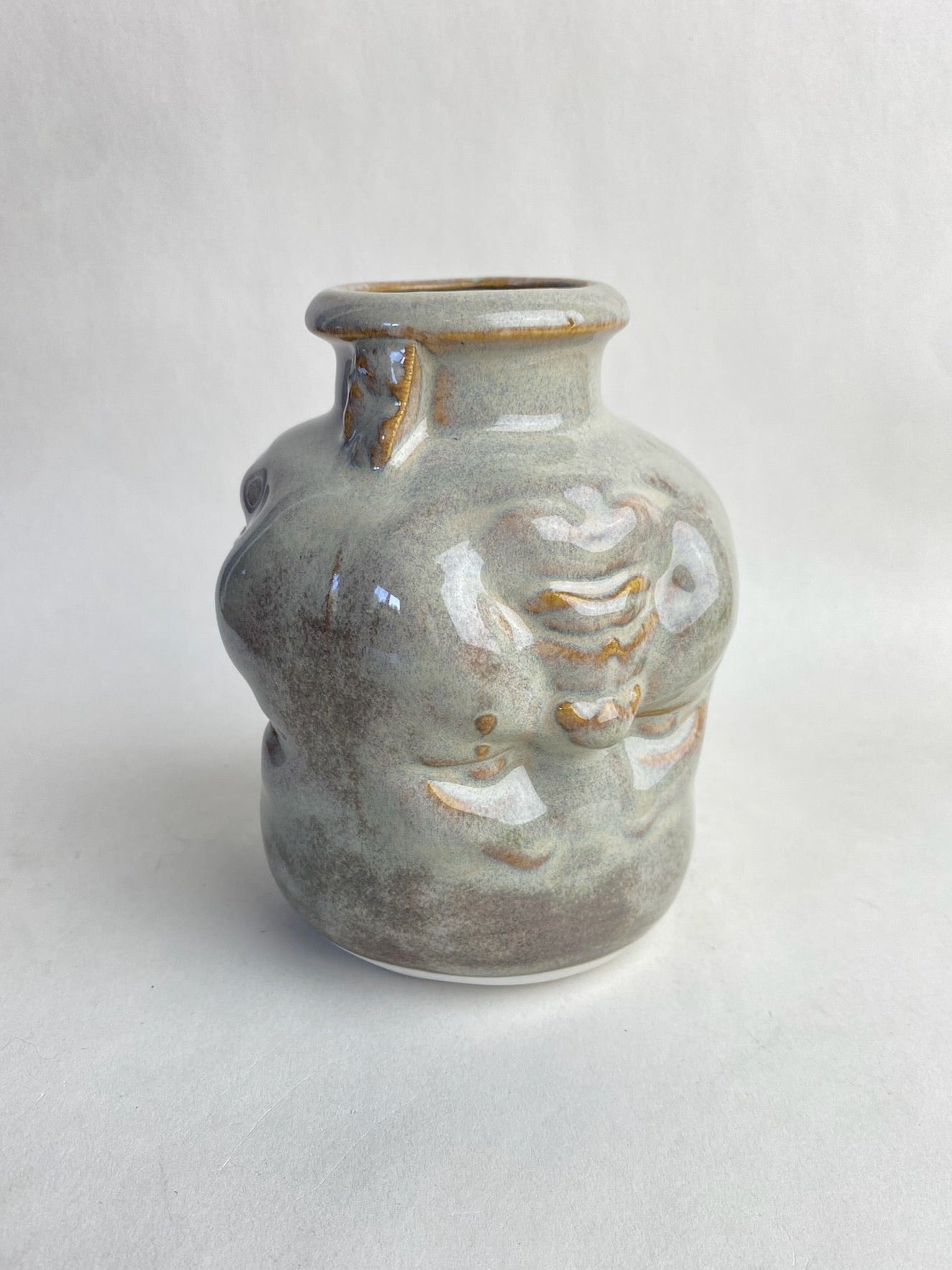 Three Face Baby Doll Head Vase