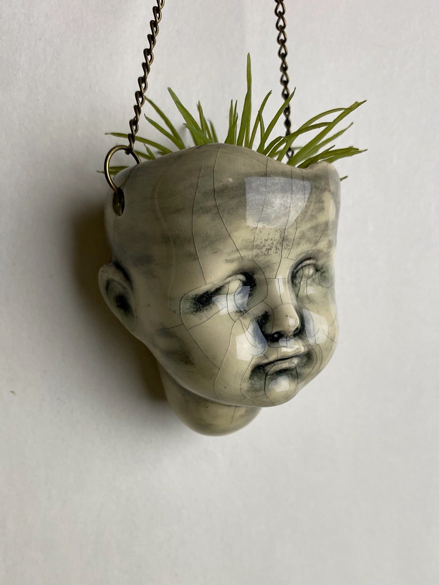 Baby Doll Head small Hanging Planter