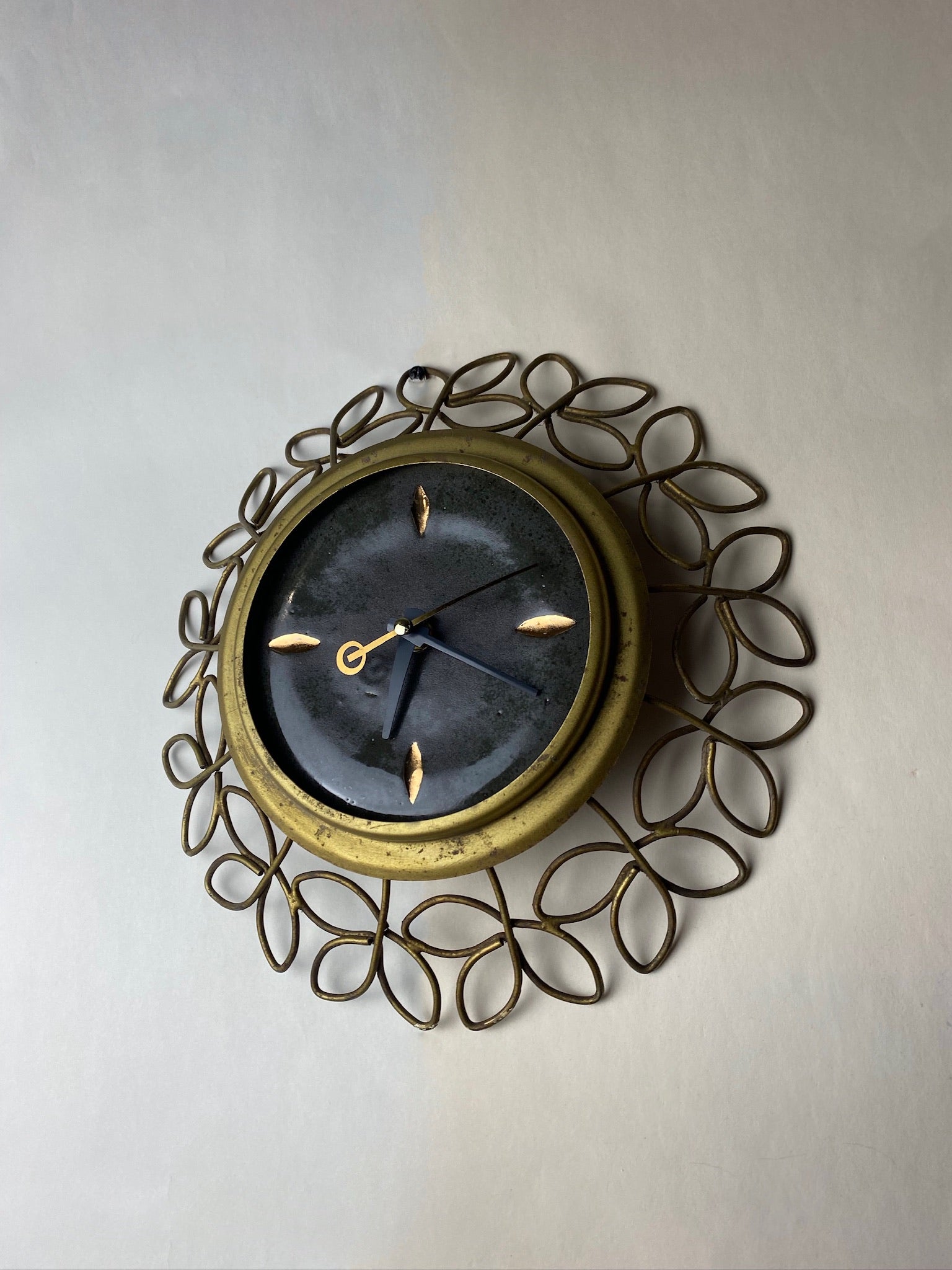 Retro Wheel Thrown Clock with Vintage Frame