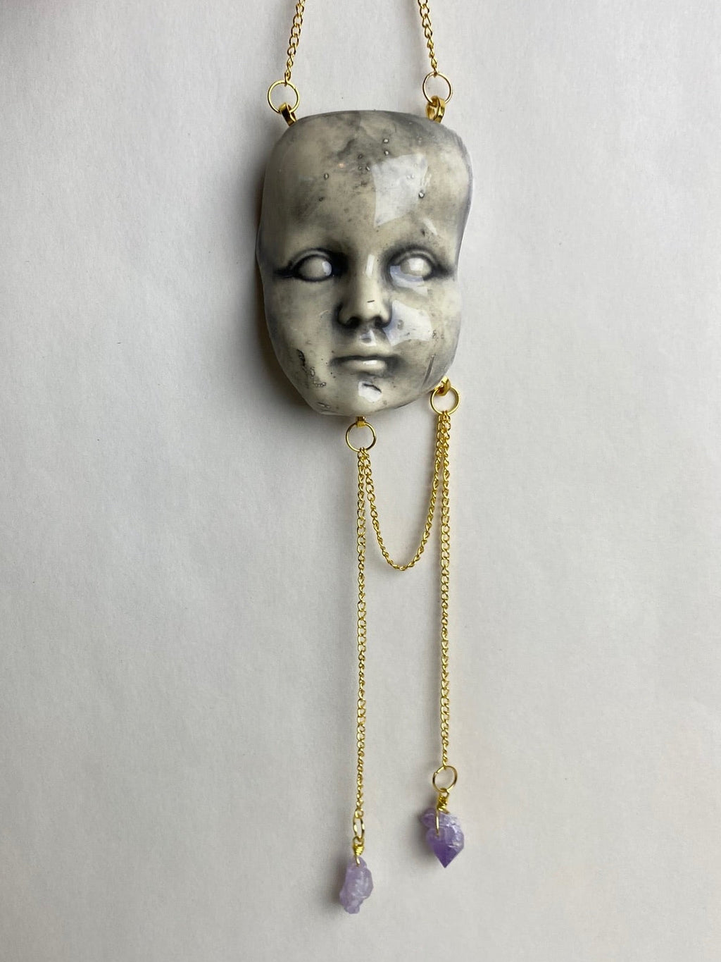Baby Doll Face Hanging Mobile With Amethyst