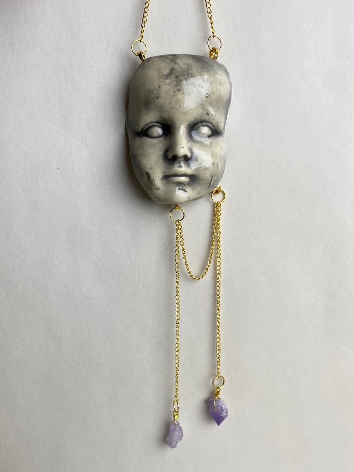 Baby Doll Face Hanging Mobile With Amethyst