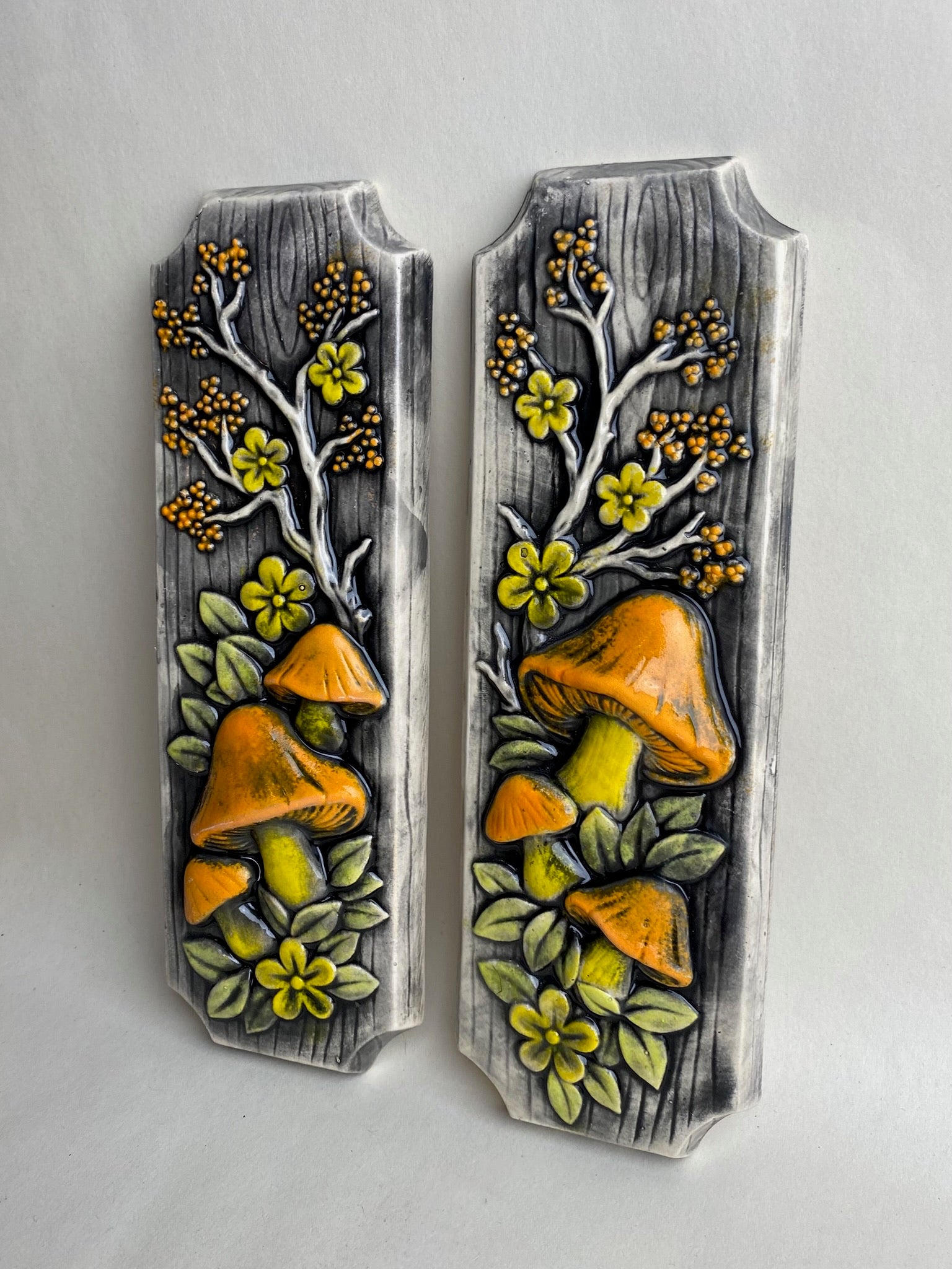 Retro Mushroom Cherry Blossom Wall Plaques