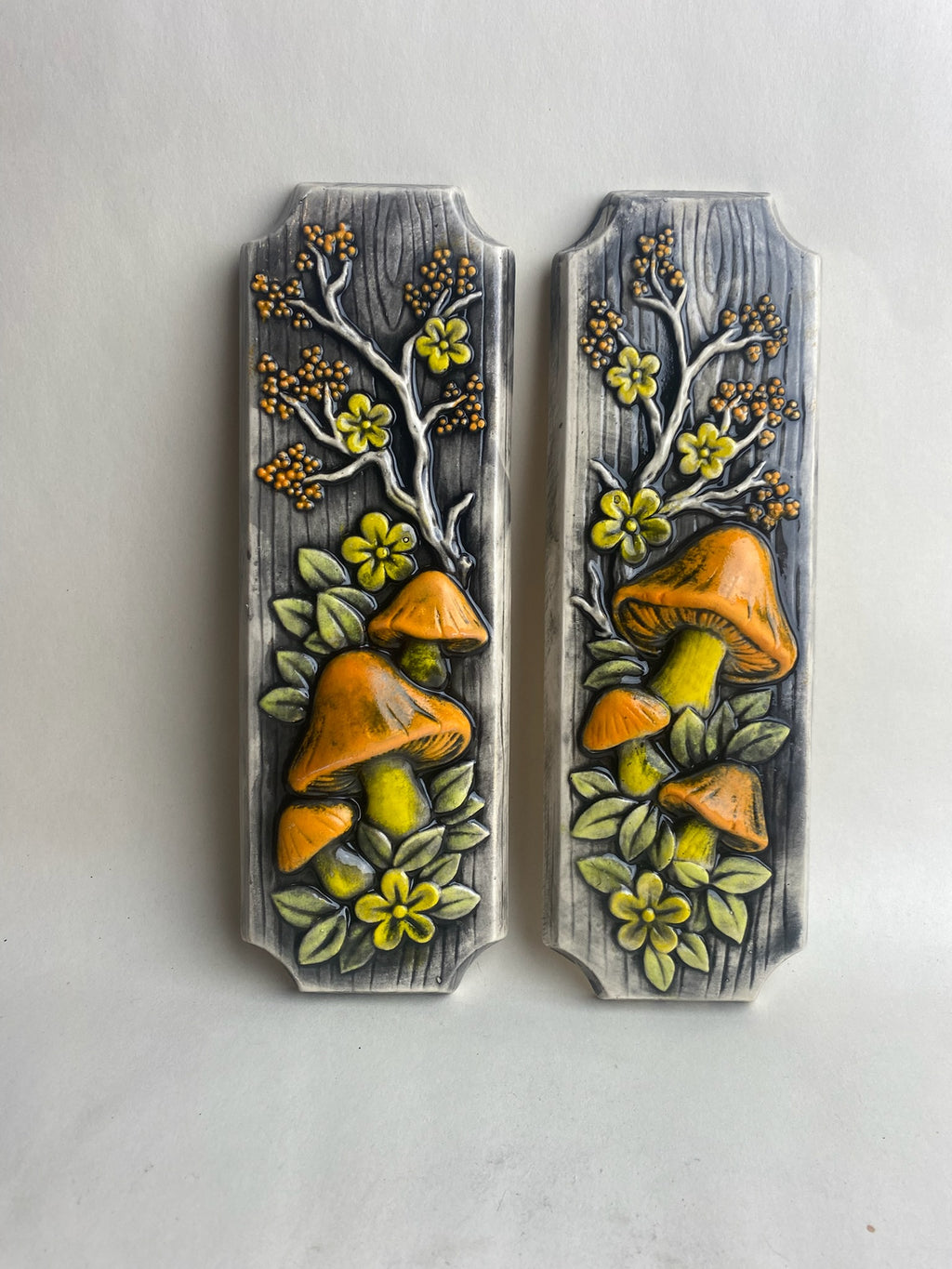 Retro Mushroom Cherry Blossom Wall Plaques